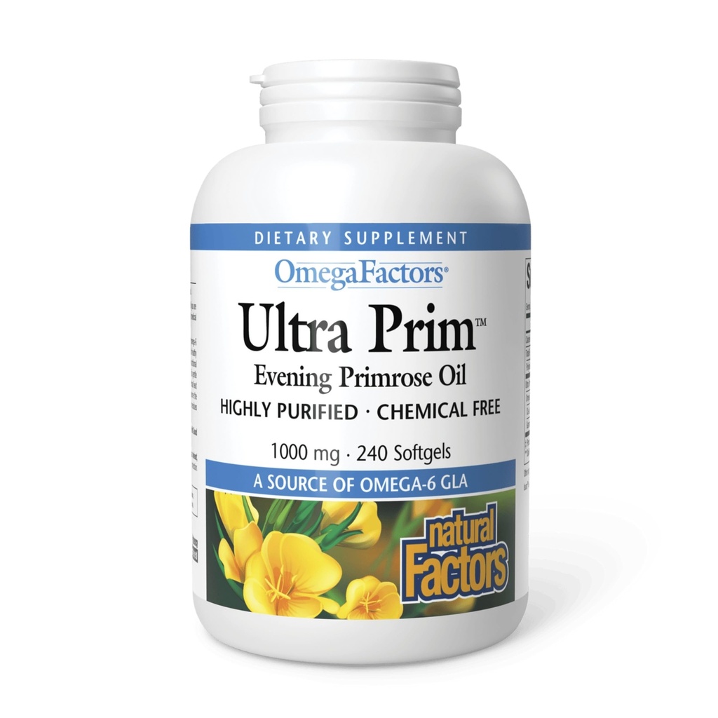 Omega tekijät Natural Factors, Ultra Priming Primrose Oil, edistää naisten ja immuunin terveyttä Omega-6 GLA, 240 softgels (240 annosta)