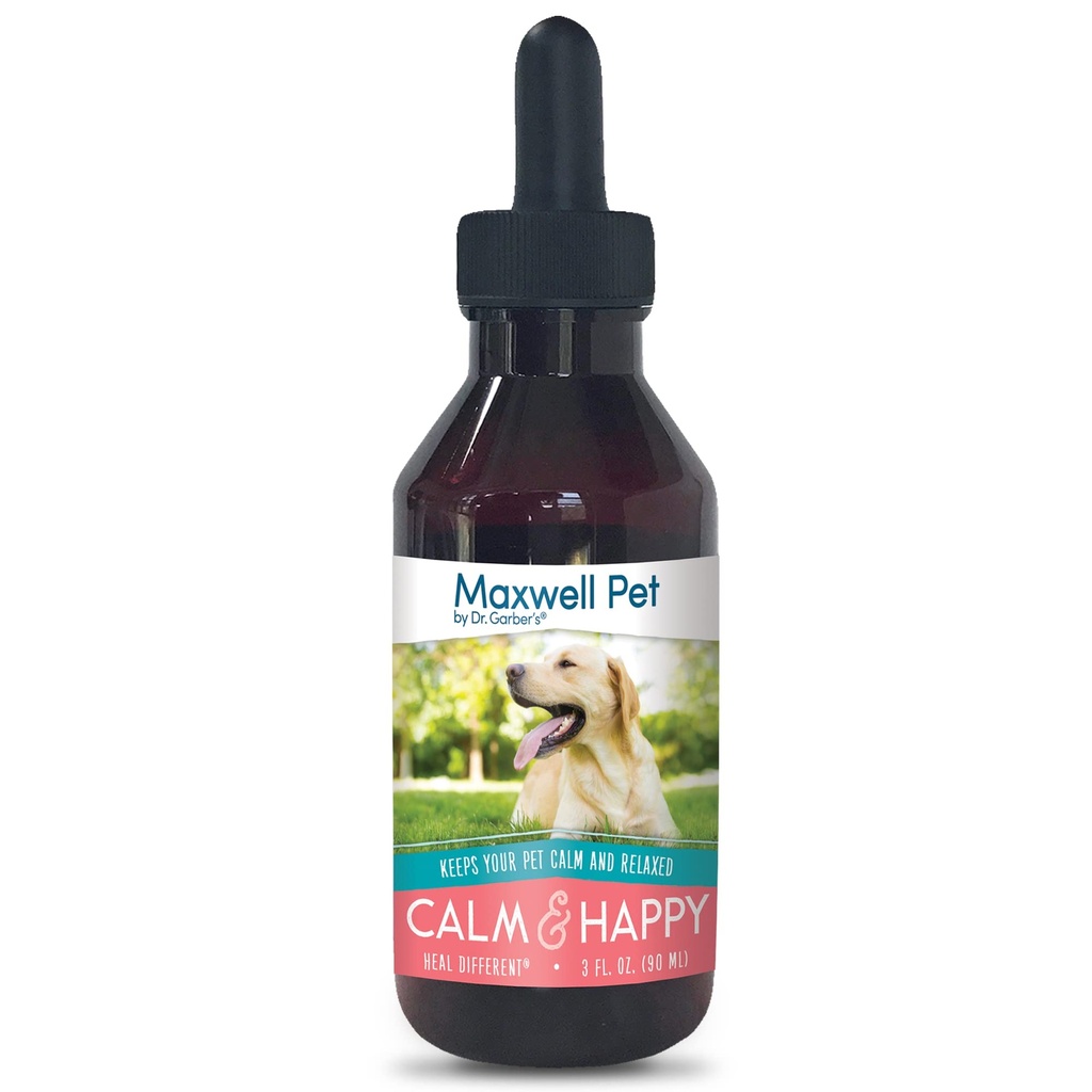 Maxwell Pet av Dr Garber's - Calm & Happy | Säker, All Natural, Gemmoterapi Remedy for Canine Use | Stress & Anxiety Relief för din hund; Ger lugnande, lugnande effekt | 3 fl oz