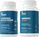 Tobias Turmeric Curcumin ja Liposomal Glutatione - tukee yhteistä terveyttä, immuunifunktiota ja ihon elinvoimaa - Vegan, ei-GMO