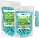 XPRS Nutra Vegan Koko 0 Erilliset kapselit - 1000 Count Premium Tyhjät kapselit Erotettu laukkuihin - Pillerit 0 DIY täydennystä (Aqua)