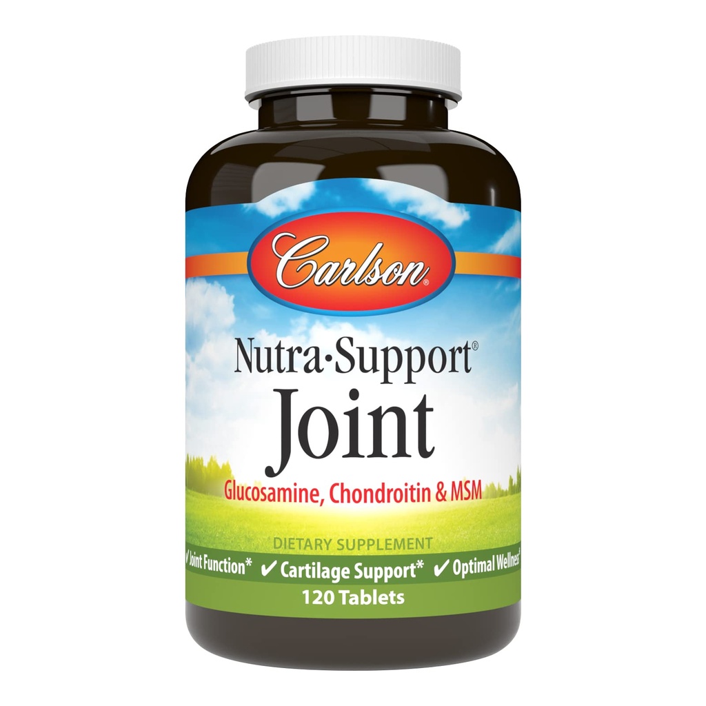 Carlson - Nutra-Support, Glukosamiini Chondroitin & MSM, Joint Function, Cartilage Support & Optimal Wellness, 120 tablettia
