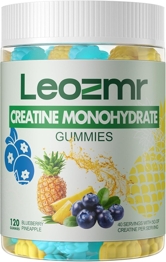 Kreatinmonohydrat Gummies 5000mg för män och kvinnor, Chewables Creatine Monohydrate Supplement (120 greve) - Blueberry Pineapple