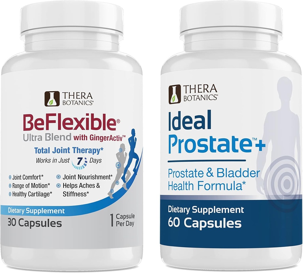 Therabotanics BeFlexible Ultra Joint Support Supplement och Ideal Prostate Powerful Prostate Supplement för Män Bundle