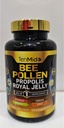 Bee Pollen Capsules for Miehet ja naiset, 7-in-1 Formula Propolis, Royal Jelly, Turmeeric, Carob & More - Energia, Immuuni, Rich ravinne, vitamiinit - 150 kapselia