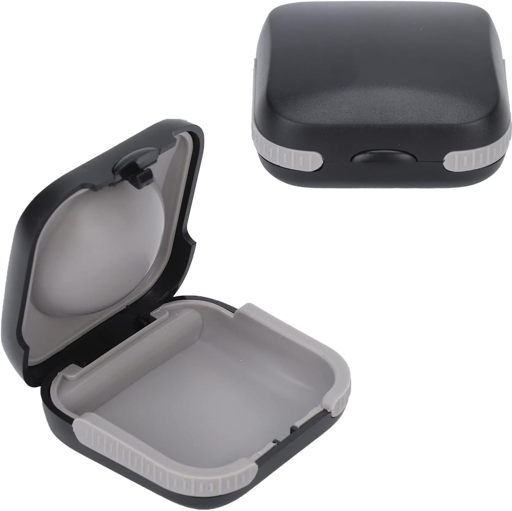 Matkakuulolaitteiden suojakotelo Kova pieni splashproof 2,16"*2,04"*0,39" Tiivistetty sisustus kahdelle kuuloaidolle, ITE, RIC, CIC (musta)