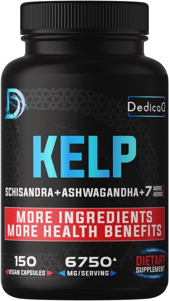 Sea Kelp Supplement 6750mg Equivalent - 5 månader 10 Herbal Complex Kombinerad Schisandra, Ashwagandha, gurkmeja, Ginseng, Rhodiola och mer - Support Body, hud, hjärta och immunsystem - 150 grejer