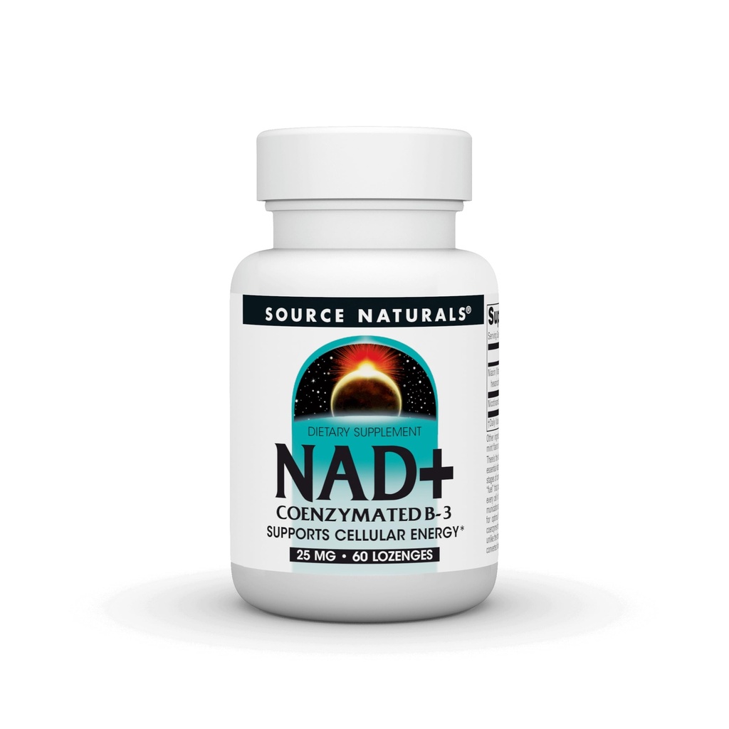 Source Naturals NAD+, Coenzymated B-3, tukee soluenergiaa*, 25 mg - 60 Lozenges