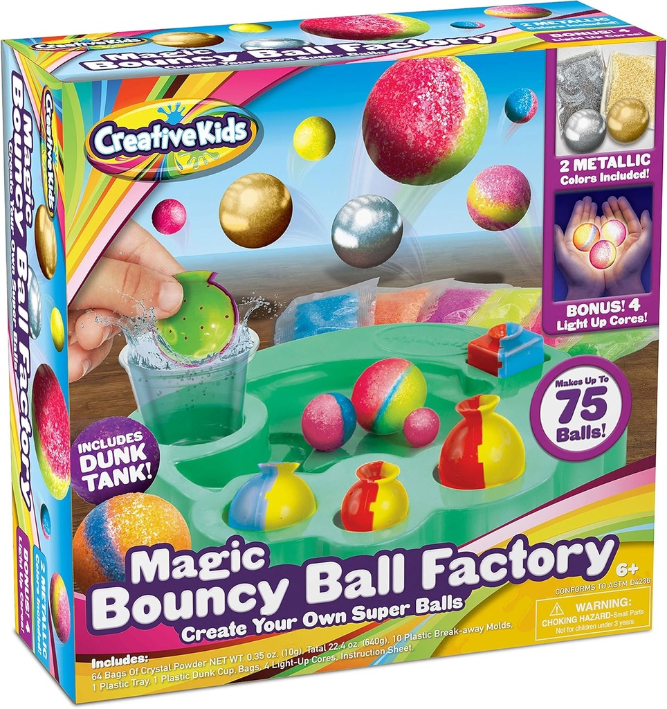 Magic Bouncy Ball Factory Set - Tee 75 Upea DIY Bouncy Balls, Light-Up Magic Balls! Tiede Kits lapsille, Täydellinen Science Projects ja Science Party!