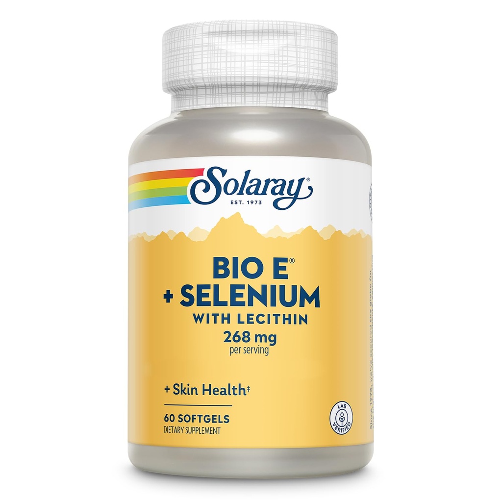Bio-vitamiini E 400 IU (268 mg), jossa on Selenium 100 mikrog ja lesitiini - Kilpirauhasen tuki, antioksidantti ja immuuni tuki täydentää, korkea imeytyminen, Lab vahvistettu, 60 päivän takuu, 30 palvelinta, 60 Softgels