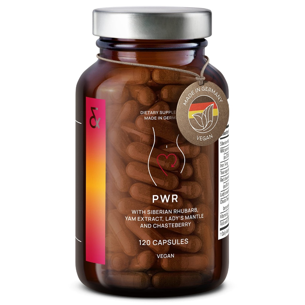 CLAV® Natural Hormone Balance for Women - PMS Relief with Siperian Raparperi, Wild Yam & Vitex Berry - Vegan Menstrual Regulator täydennysosa - 120 kapselia