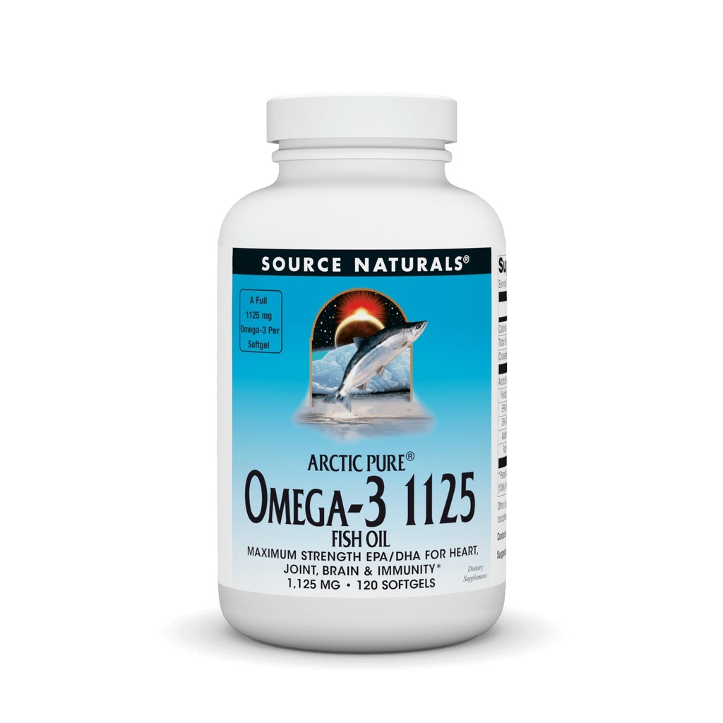 Source Naturals ArcticPure Omega-3 Fish Oil 1125mg Ultra Potency Maximum Strength EPA + DHA for Heart, Joint, Brain & Immuuniterveys - 120 Softgels