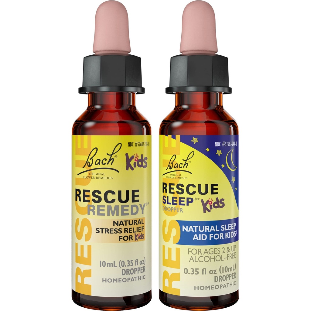 Lapset Päivä & Yö Bundle, Bach RESCUE Remedy Kids Dropper [ja] RESCUE Uni Lapset Dropper- 2-Pk, stressi helpotus & uni tuki luonnon kukka essences, Homeopaattinen, ei-alkohol Formula, 10mL Ea