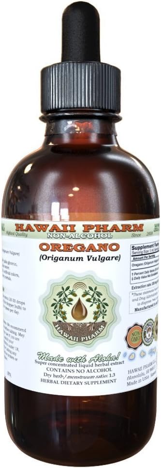 Oregano Alcoal-Free Liquid Extract, Organic Oregano (Origanum vulgare) Kuivattu Leaf Glycerite Natural Herbal Supplement, Havaiji Pharm, USA 4 fl.oz