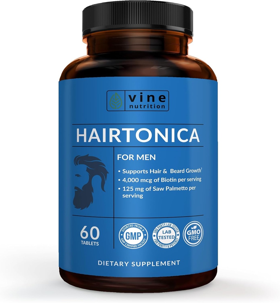 Hairtonica miesten hiusten kasvu täydentää Biotin, Collagen & Saw Palmetto 