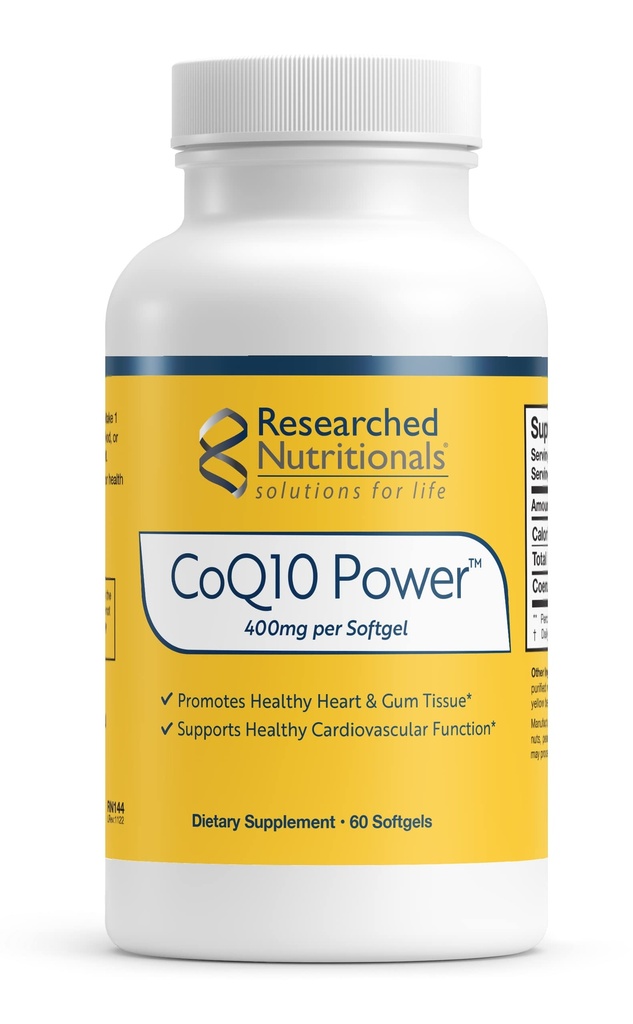 Forskade näringsämnen CoQ10 400mg Softgels för hjärthälsa - terapeutisk-styrka Coenzyme Q10 Supplement - Stöd naturlig energi och immunfunktion, främja hälsosam tuggummi (60 Softgels)