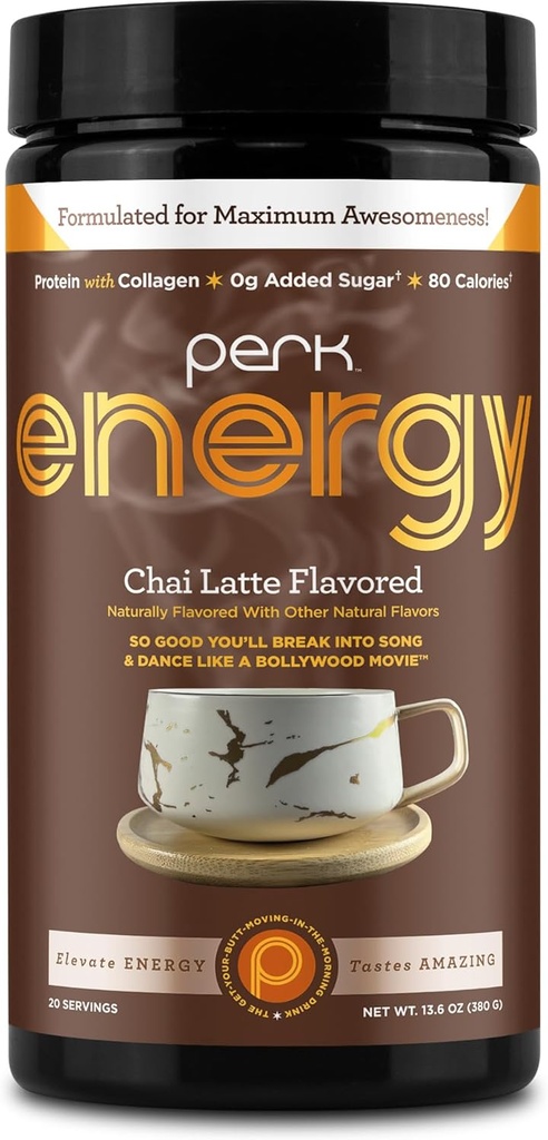 Perk Energy Original Chai Latte Flavored Drink Powder (20 tarjoilua) - Gluteeniton, Maapähkinävapaa
