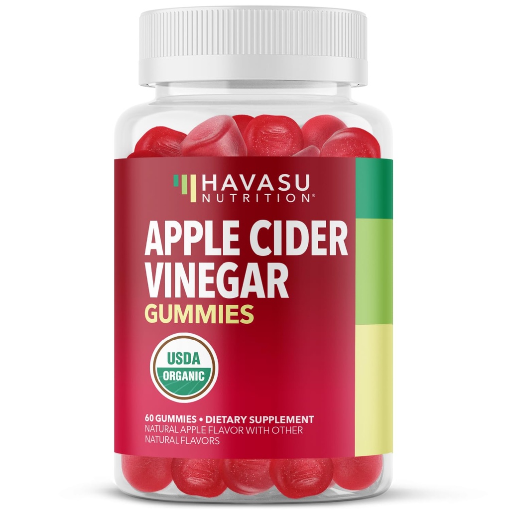 Apple Cider Vinegar Gummies - Organiska ACV Vitaminer för Digestive Health, Metabolism & Gut Support - 60 Count - Vegan, Non-GMO, Gluten-Free - Utsökt smak och ingen hård smak - 1 månads leverans