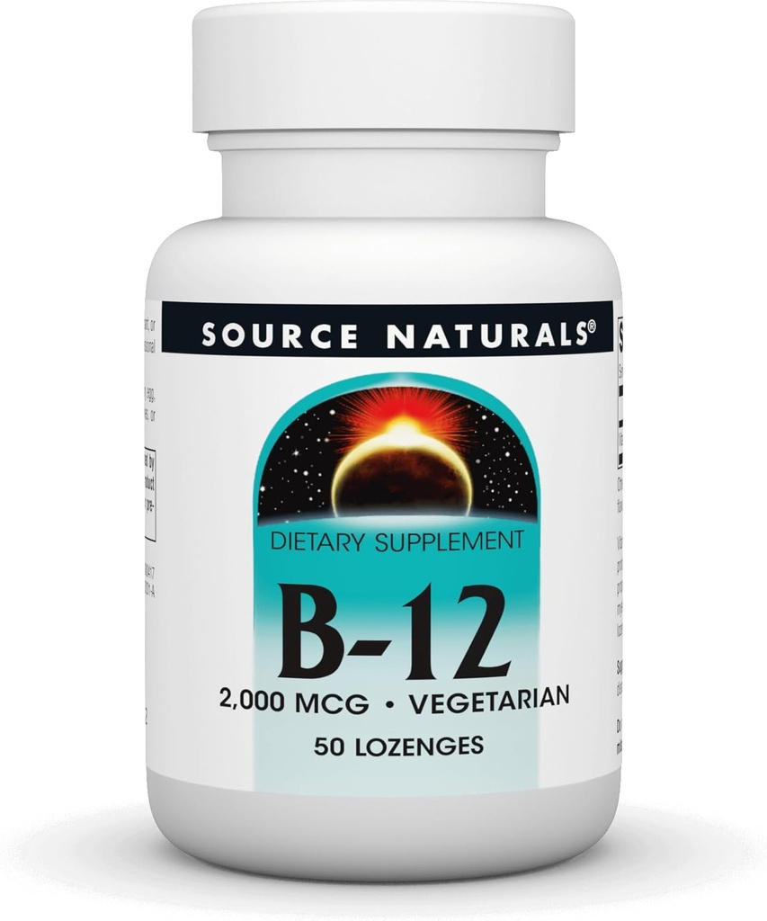 Lähde Naturals B-12, 2000 mikrog Tukee energiantuotantoa - 50 lozenges