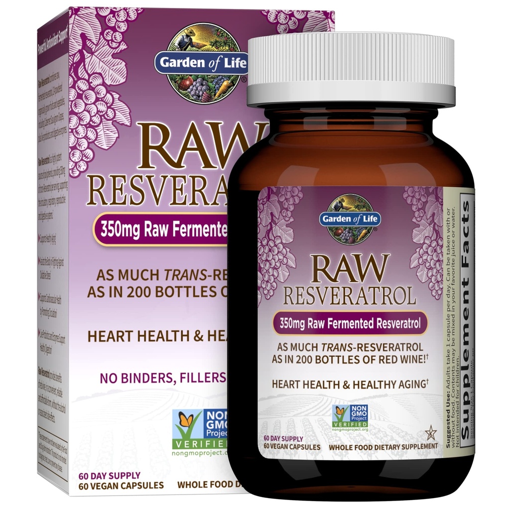 Elämän puutarha Raw Resveratrol lisäravinteet Probiootit & Dgestive Enzymes ... Antioksidantti tuki sydämen terveys & terve ikääntyminen, ei-GMO, Vegan, 60 vegaaninen kapselit