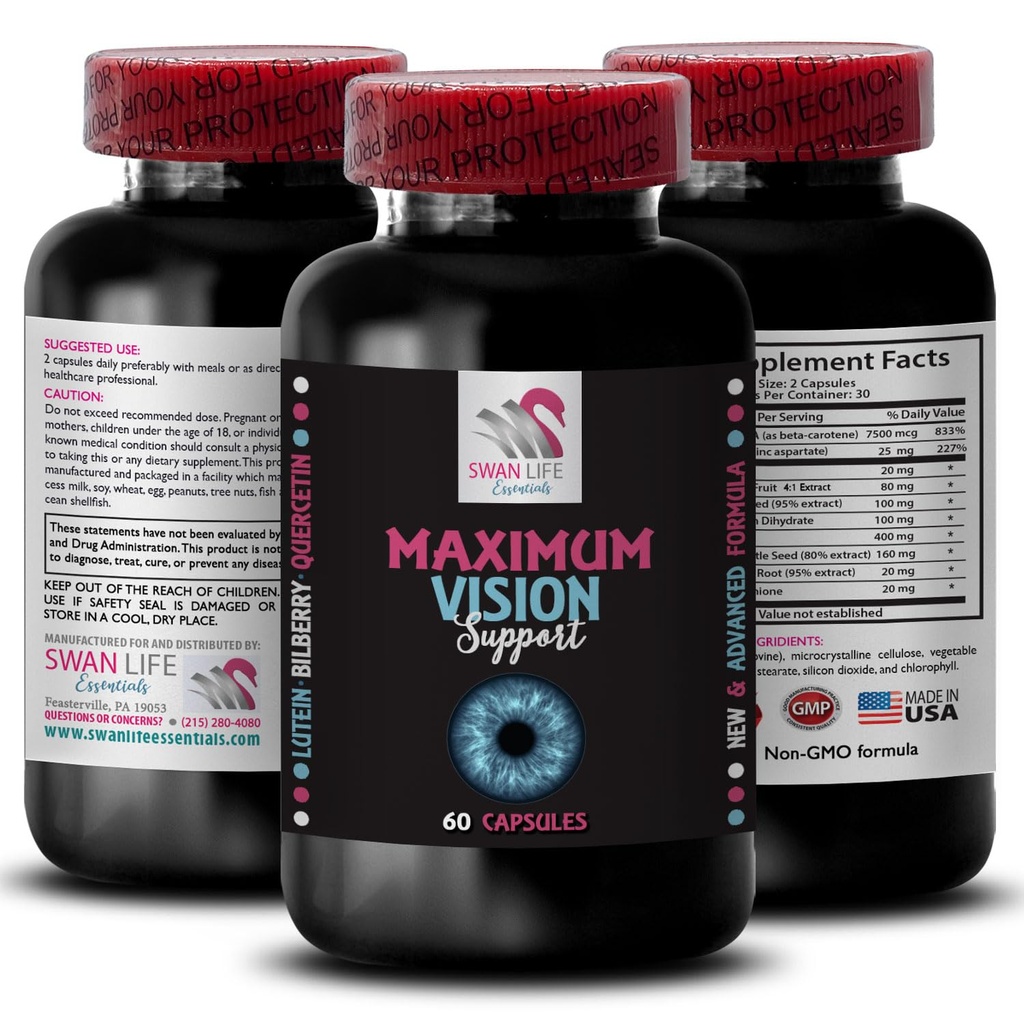 Visionbalans - EYE VISION SUPPLEMENT - Fokusfördel, Kristallvision, Klart öga, Sharp uppfattning, Fokusförbättring, Klar bild, Bättre syn, Visuell förbättring 1 flaska 60 kapslar