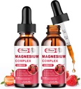 2 Pack Triple Magnesium Complex Liquid Drops Blend kanssa Magnesium Glycinate 500 mg, malaatti ja taurate Max Bio-Saatavuus 