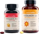 NatureWise B12 1 000 mikrog 150 Softgels & D3-vitamiini 55000iu 360 mini Softgels for Energy, Mental Clarity, Bone & Muscle Support