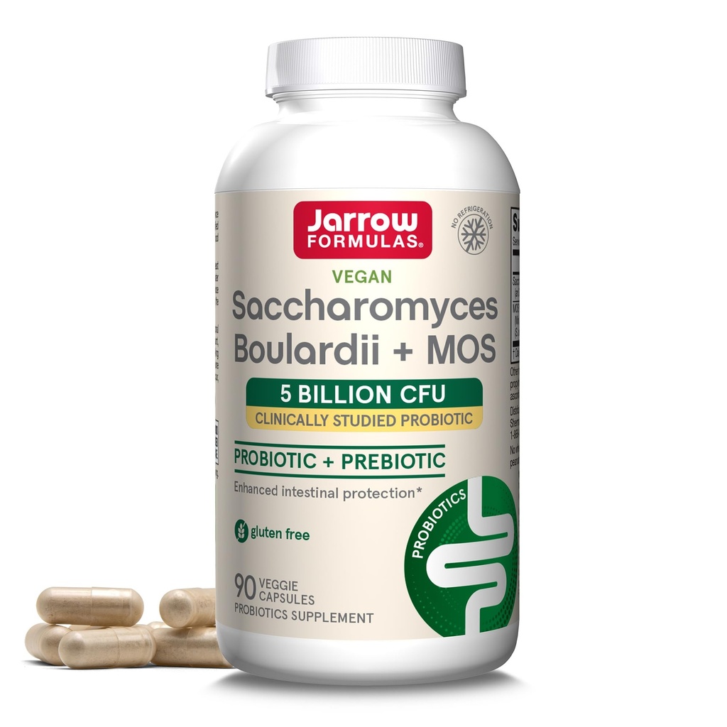 Jarow Formula Saccharomyces Boulardii + MOS Probiootit ruoansulatuskanavan ja suoliston Tract tuki - 5 miljardia PMY per Serving - 90 Viivästynyt julkaisu Caps - Probiootti + Prebiootti - 90 Servings