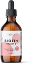 Pure Biotin Liquid Drops 10000mcg - Biotin (B7) Max. vahvuus hiuksille, iholle ja kynsille - C-vitamiini (8mg) - Naiset & miehet - 60 päivän tarjonta / 2,0 Fl. (60ml)