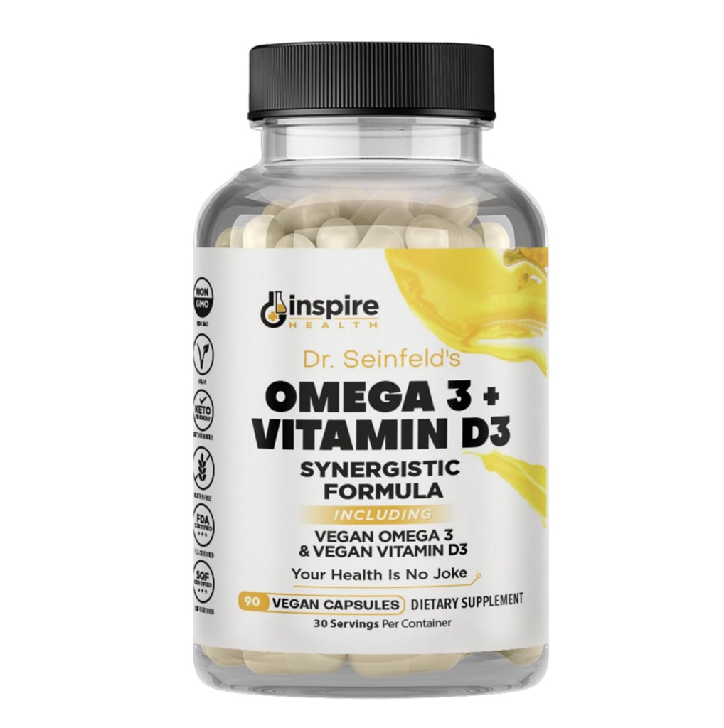 Tylsä ravitsemus Vegaani Omega 3 ja D3-vitamiini täydentää 90Ct