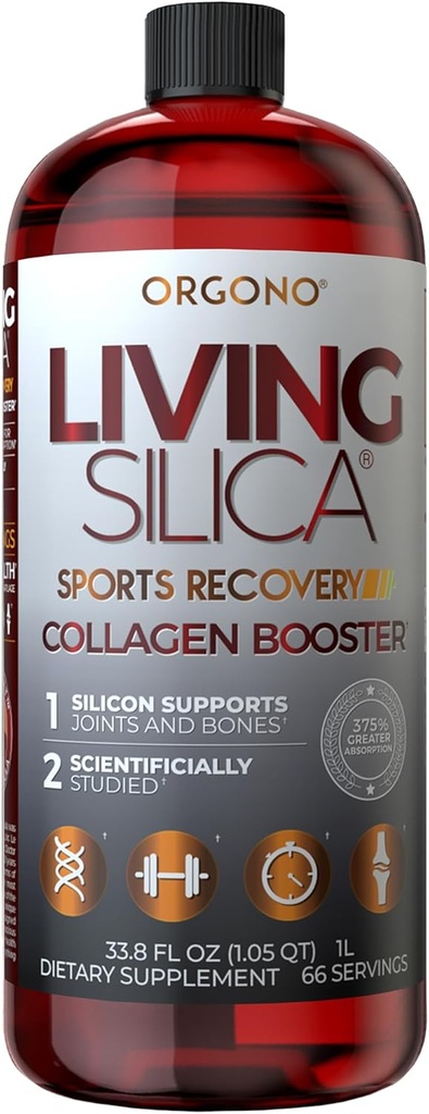 Orgono Living Silica Sports Recovery | Vegan Collagen Booster | Silica-Based | Pre & Post Workout Supplement | Stöder Joint Recovery, Tendon & Cartilage Health, Energy & Endurance | 33,8 Fl Oz
