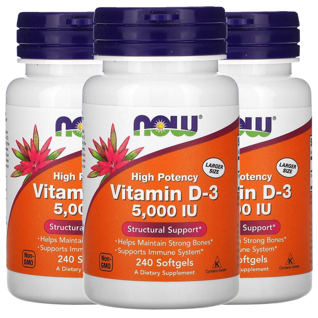 Nyt D-vitamiini-3 5000 IU, 240 Softgels, 3 kpl pakkaus