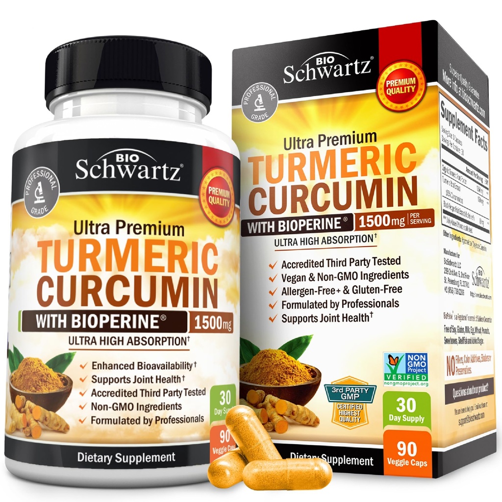 Turmeeric Curcumin Black Pepper Extract 1500mg - korkea imeytyminen Ultra Potent Turmeeric täydentää 95% Curcuminoidit ja BioPerine - Non GMO Tumeric kapselit yhteisen tuen - 90 kapselia