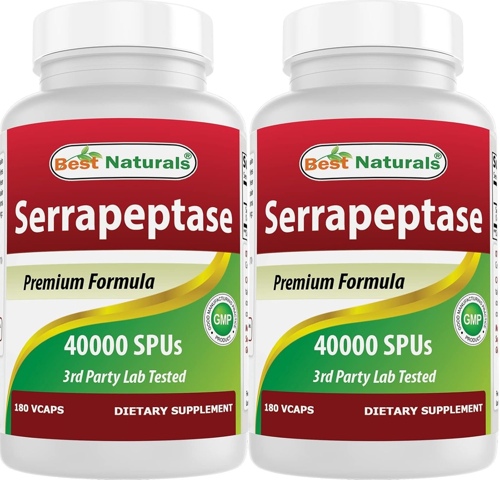 Bästa Naturals Serrapeptase 40000 SPUs 180 kapslar (180 greve av 2)