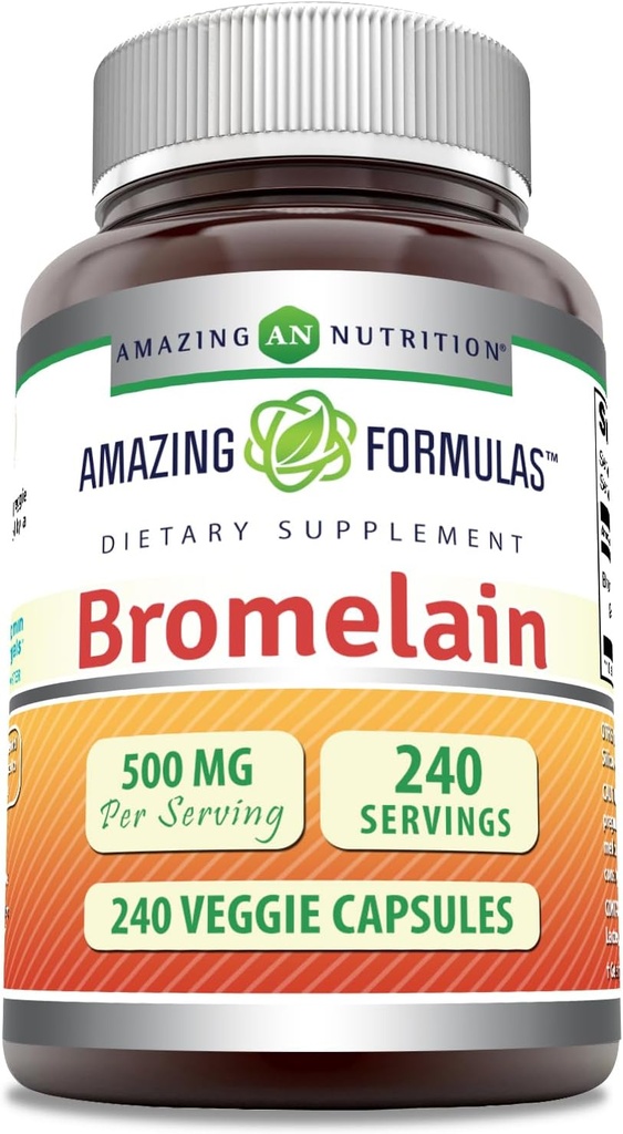 Amazing Formula Bromelain 500mg 2400 GDU, Kasviskapselit ... Ei-GMO ...
