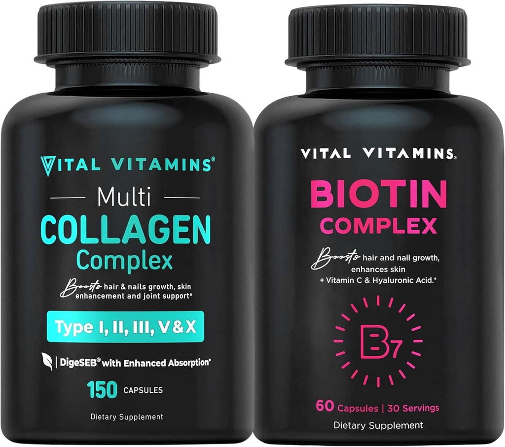 Elintoiminnot Multi Collagen pillereitä + Biotin Complex pillereitä