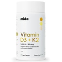 Mida Health® D3 K2-vitamiini 5000 IU MK-7 ... Luonnollinen lisä luihin, sydämeen ja immuunitukeen...