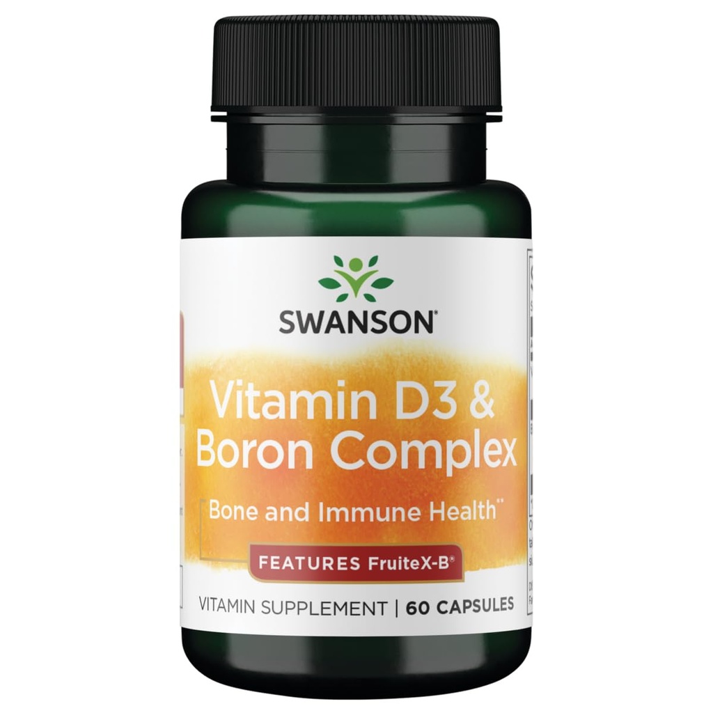 Swanson- vitamiini D & Boron 60 kapselia