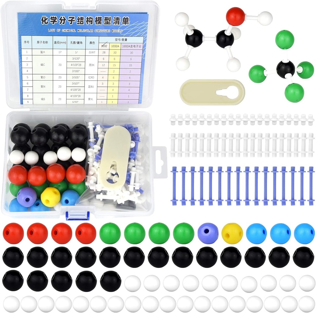 136kpl Organic Chemistry Molecular Model Set for Student and Teacher Inorganic & Organic Academic Chemistry Education 59 Atomit & 76 Linkit Bondit & 1 Link Atomit Poistaja