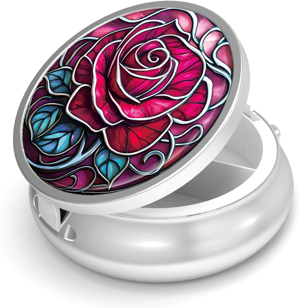 Pill Box-3 Osasto Pieni pilleri tapauksessa laukku ja tasku Mini metalli pillerin haltija Matka pilleri säiliö Hold Lisäravinteet BPA-vapaa (Rose)