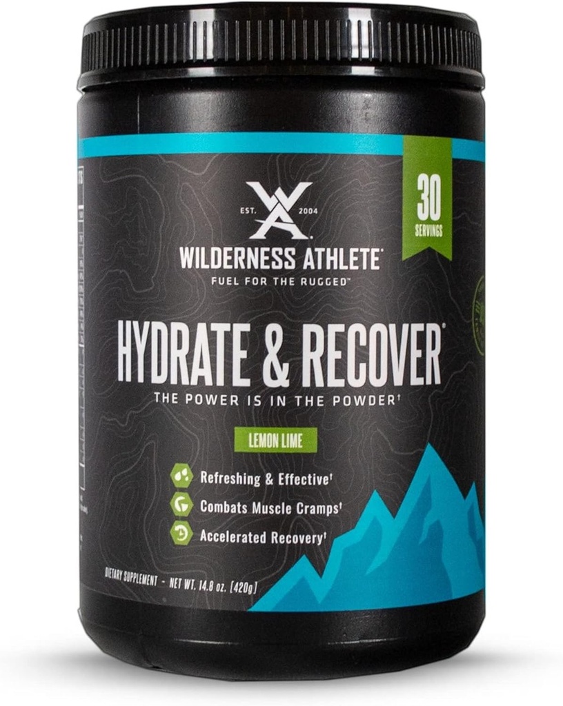 Wilderness urheilija - Hydrate & Recover ... Liquid Hydration Powder Electrolyte Drink Mix - Palauta Faster Bcaas - Hydrate Powder 1000 mg C-vitamiinia - 30 tarjoilutupa (sitruunan limetti)