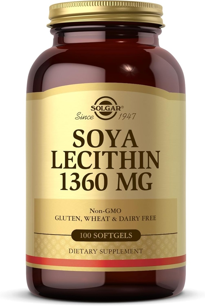 Solgar SOYA Lecithin 1360 mg - 100 Softgels - Koliinin lähde - Gluteeniton - 100 tarjoilua