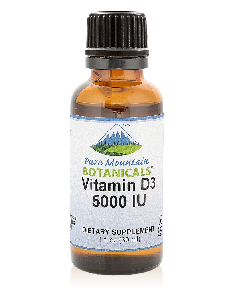 Puhdas Mountain kasvitieteet Nestemäinen D-vitamiini D Drops - makuamaton Kosher D3 nestemäiset Drops MCT Oil - 5000IU per tarjoilu - 1oz pullo