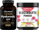 NatureBell Hyaluronic Acid Kapselit Biotiini + C-vitamiini & Elektrolyytti Hydraation Powder Bundle Pack 