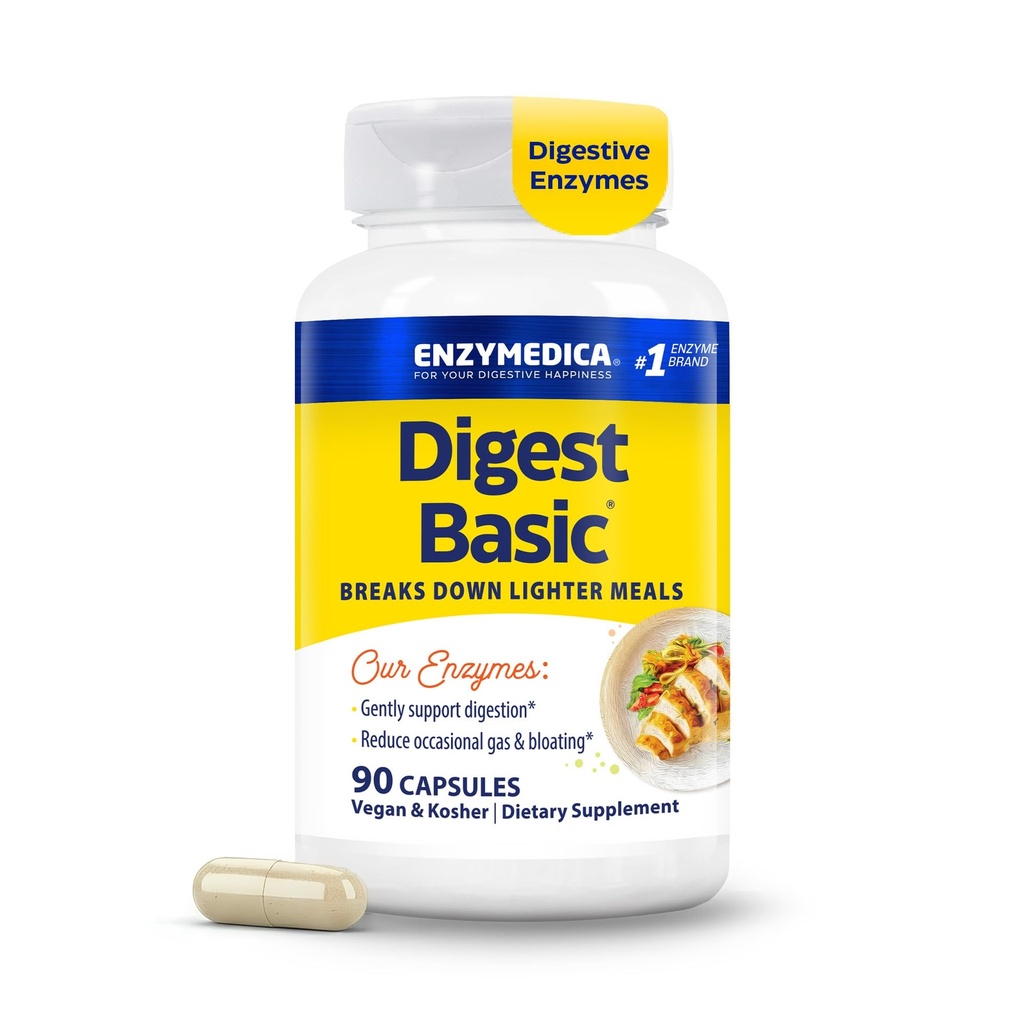 Enzymedica Pigest Basic, Dgestive Enzymes for Sensitive Vatsat, Tarjoaa Nopea-Acting Gas & Bloating Relief, 90