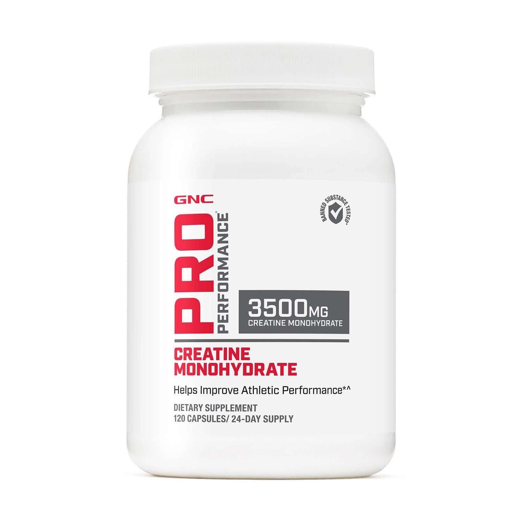GNC Pro Performance Creatiini Monohydraatti 3.5g täydentää, parantaa lihasten rakentaminen, kestävyys ja suorituskyky, 120 kapselia, 24 tarjoilua