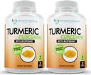Turmeric Curcumin täydentää - 2250mg/d - Kasvis Caps - 95% Curcuminoids Black Pepper Extract (Bioperine) - 750mg kapselit - 100% Organic - tehokkain Turmeric (Pack of 2)