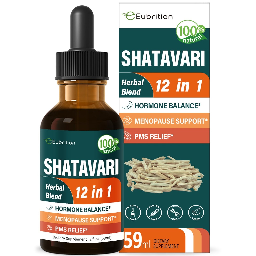 Shatavari (Shitabari) Drops for Women Support Menopause Relief, kasviperäisten täydentää PMS tukea, 12-in-1 Formula Wild Yam, Vitex Berry Extract. 2oz