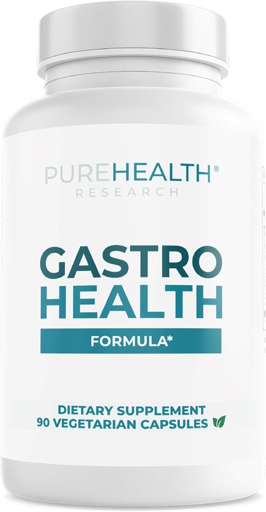 PUREHEALTH RESEARCH Gastro Health Formula - Natural Alginate for Acid Reflux - DGL Supplement for Heartburn & Indigestion - Med Artichoke, Rhodiola Rosea, Hyaluronic Acid, Quince & More - 90 kapslar
