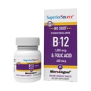 Superior lähde Ei Shot-vitamiini B-12 Syanocobalamiini 1000 mikrog & Foolihappo 400 mikrog - Tarjoaa energiaa, sydän, aivot, & stressi tuki - 60 Sublingual Dissoling Tablets