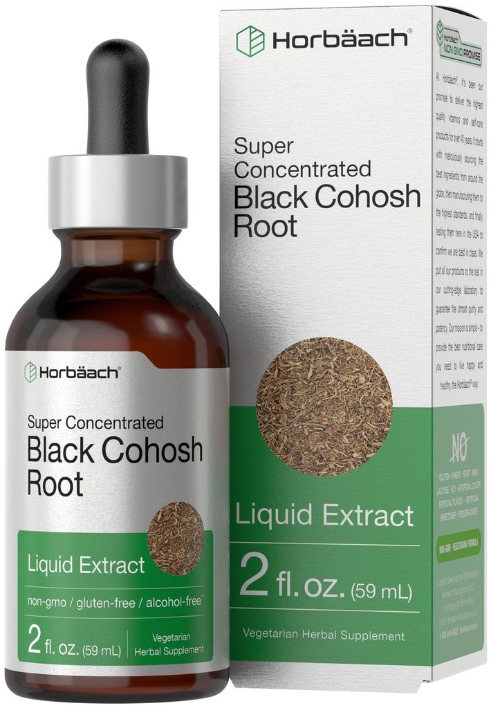 Horbäach Black Cohosh Root Tincture ... 2 fl oz ... Liquid Extract... Alkoholiton Herb Drops... Kasvisruokaa...